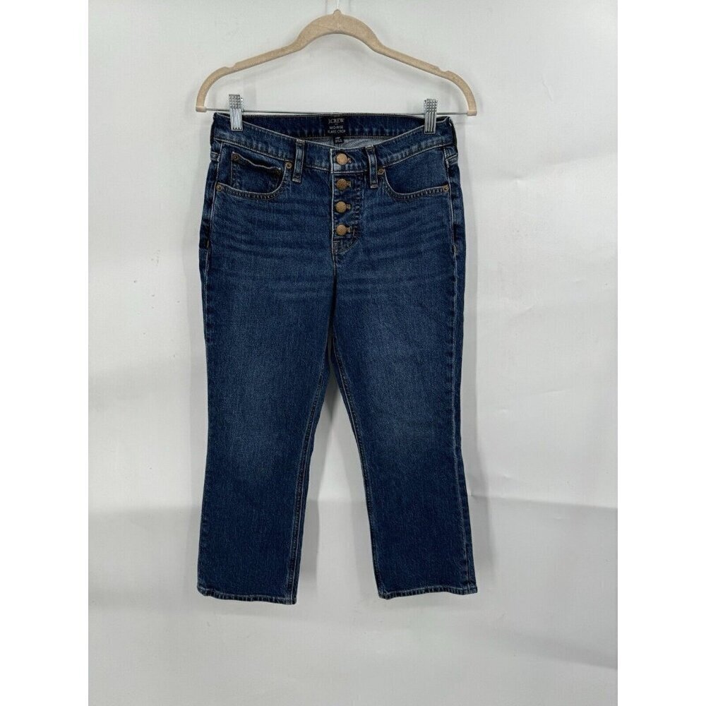 J. Crew Factory Jean Women 26P Blue Wash Mid‎ Rise Flare Crop Bohemian Preppy